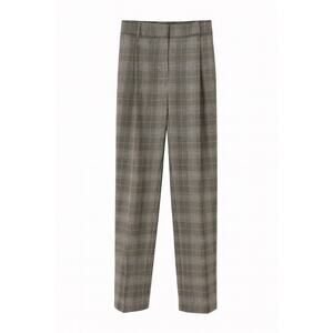 Nine West Plaid High Rise Straight Leg Work Trousers Tan Blue Size 8 NWT